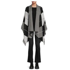 L'AGENCE Jaclyn Argyle wool Blend Poncho/Cape